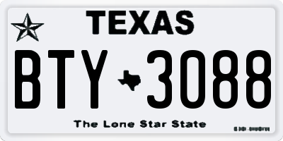 TX license plate BTY3088