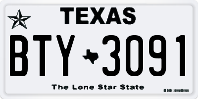 TX license plate BTY3091