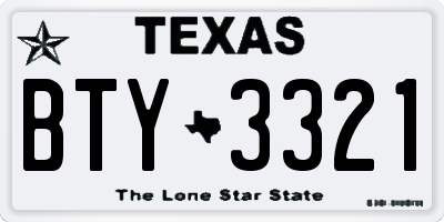 TX license plate BTY3321
