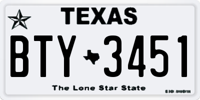 TX license plate BTY3451