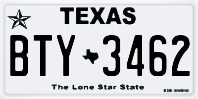 TX license plate BTY3462