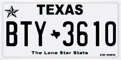 TX license plate BTY3610