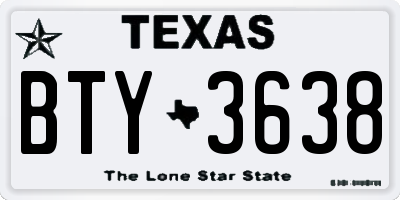 TX license plate BTY3638