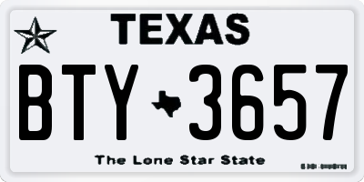 TX license plate BTY3657