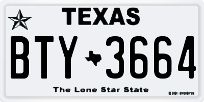 TX license plate BTY3664