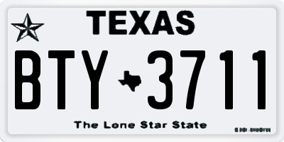 TX license plate BTY3711