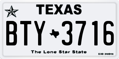 TX license plate BTY3716