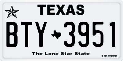 TX license plate BTY3951