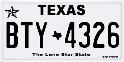 TX license plate BTY4326