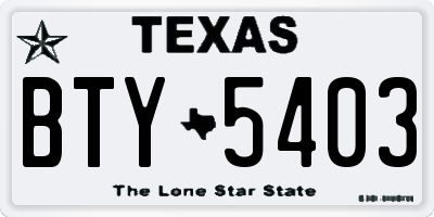 TX license plate BTY5403
