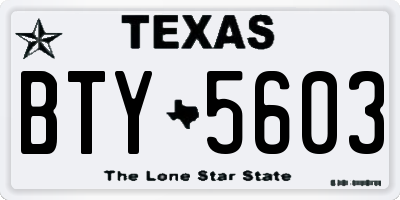 TX license plate BTY5603