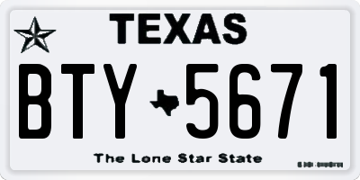 TX license plate BTY5671