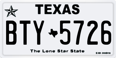 TX license plate BTY5726