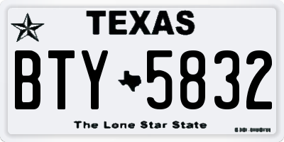 TX license plate BTY5832