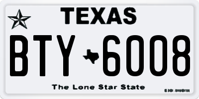 TX license plate BTY6008