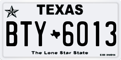 TX license plate BTY6013