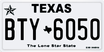 TX license plate BTY6050