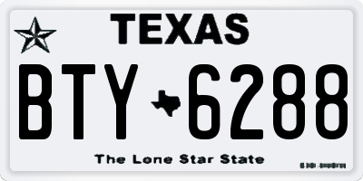 TX license plate BTY6288