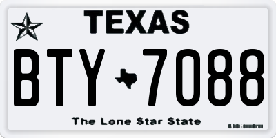 TX license plate BTY7088