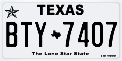 TX license plate BTY7407