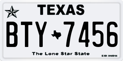 TX license plate BTY7456
