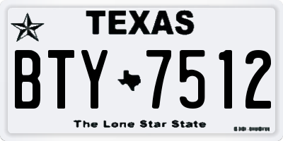 TX license plate BTY7512