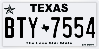 TX license plate BTY7554