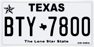 TX license plate BTY7800
