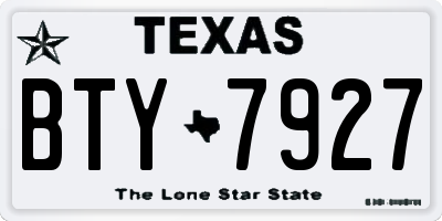TX license plate BTY7927