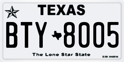 TX license plate BTY8005