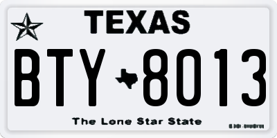TX license plate BTY8013