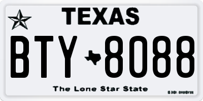 TX license plate BTY8088