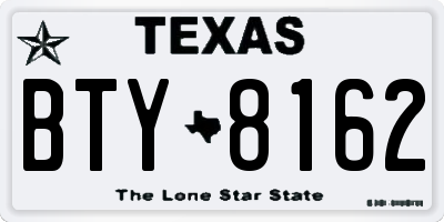 TX license plate BTY8162
