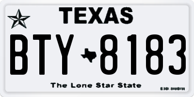 TX license plate BTY8183