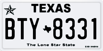 TX license plate BTY8331