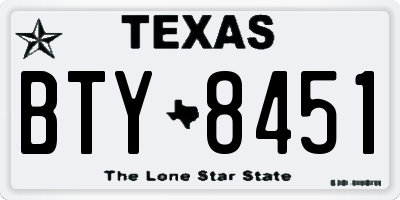 TX license plate BTY8451