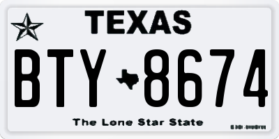 TX license plate BTY8674
