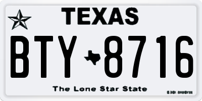 TX license plate BTY8716
