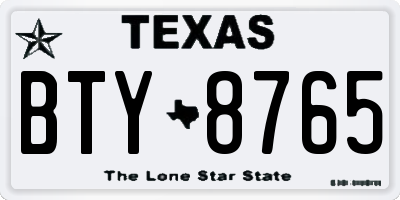 TX license plate BTY8765