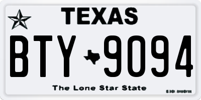 TX license plate BTY9094
