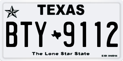 TX license plate BTY9112