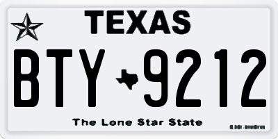 TX license plate BTY9212