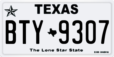 TX license plate BTY9307