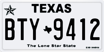TX license plate BTY9412