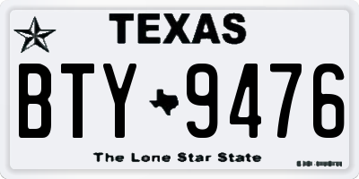 TX license plate BTY9476