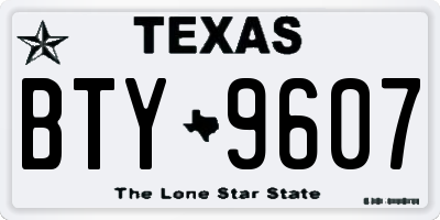 TX license plate BTY9607