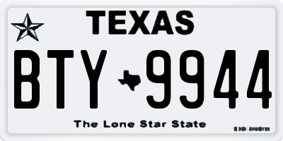 TX license plate BTY9944