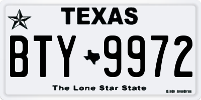 TX license plate BTY9972
