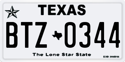 TX license plate BTZ0344