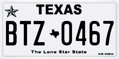 TX license plate BTZ0467